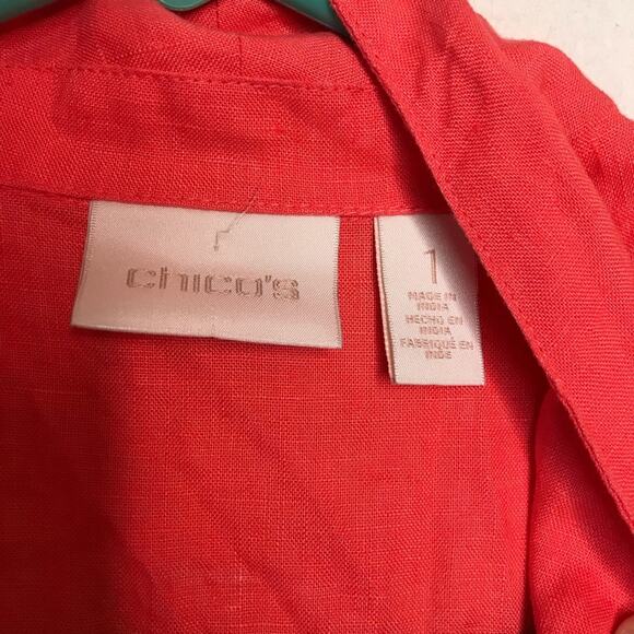 Chico’s Coral 100% Linen Open Front Cardigan - Picture 4 of 8